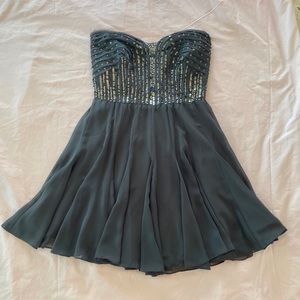 Calvin Klein Steel Gray Strapless Dress w/ Sequins